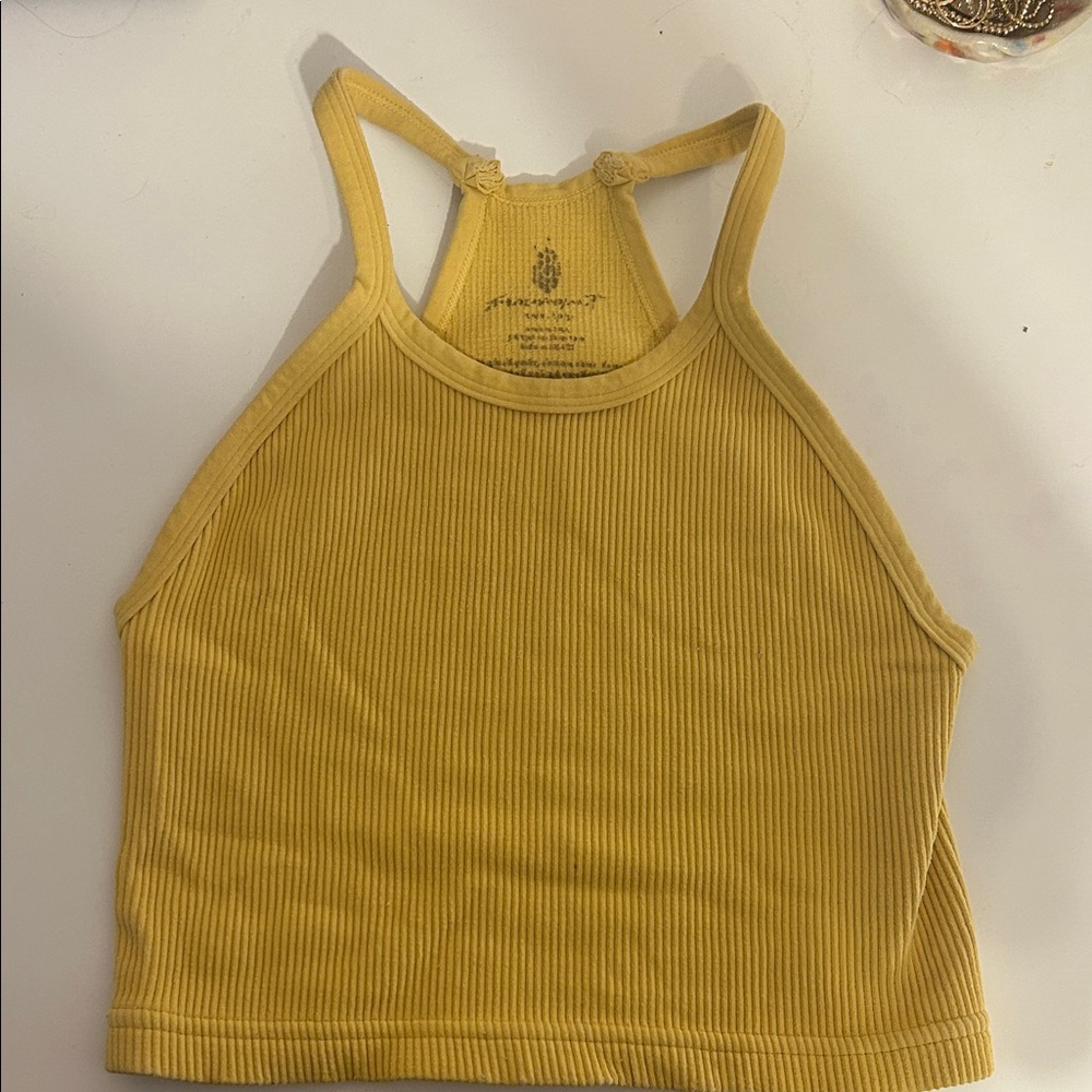 Yellow Free People Happiness Runs Crop Tank